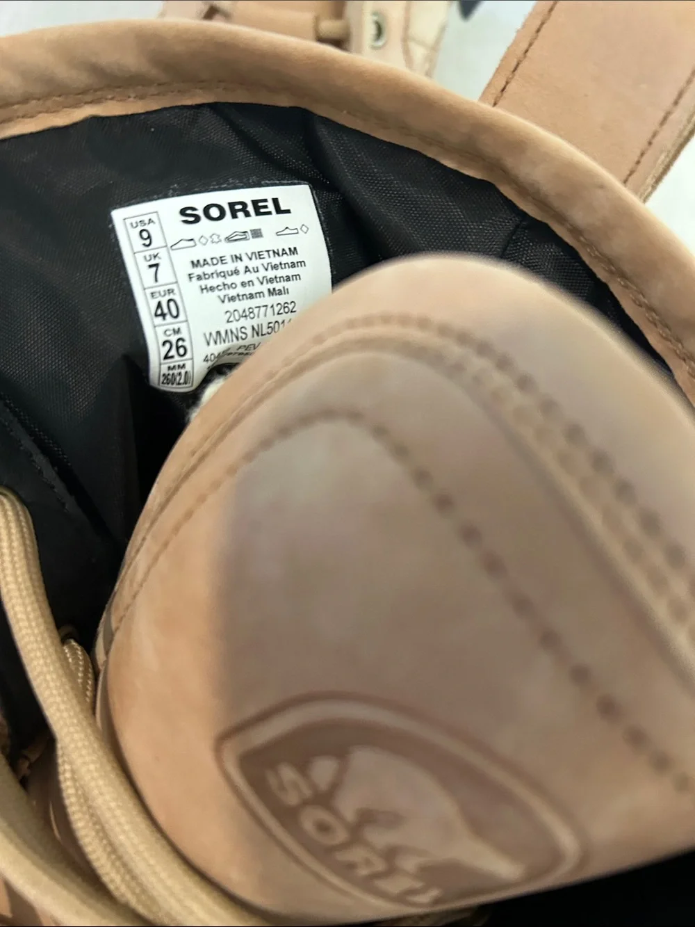SOREL Caribou Royal Waterproof Boot - Tan, size 9, NEW with tags no box